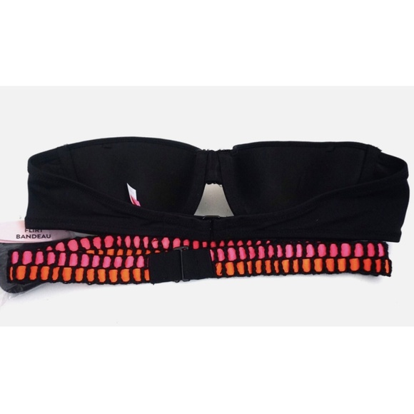 Victorias Secret Black Crochet Banded Push Up The Flirt Bandeau Bikini Top 34C - Picture 3 of 3